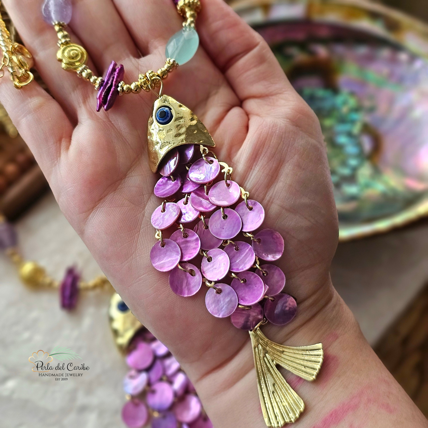 Plum Fish Statement Necklace