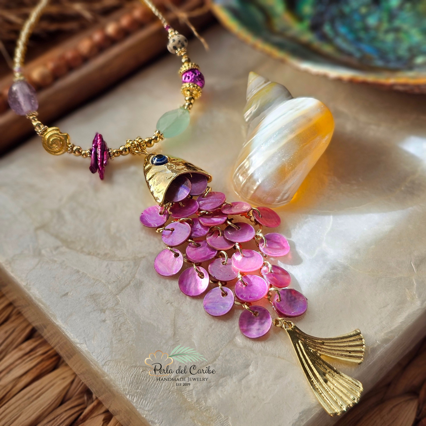 Plum Fish Statement Necklace