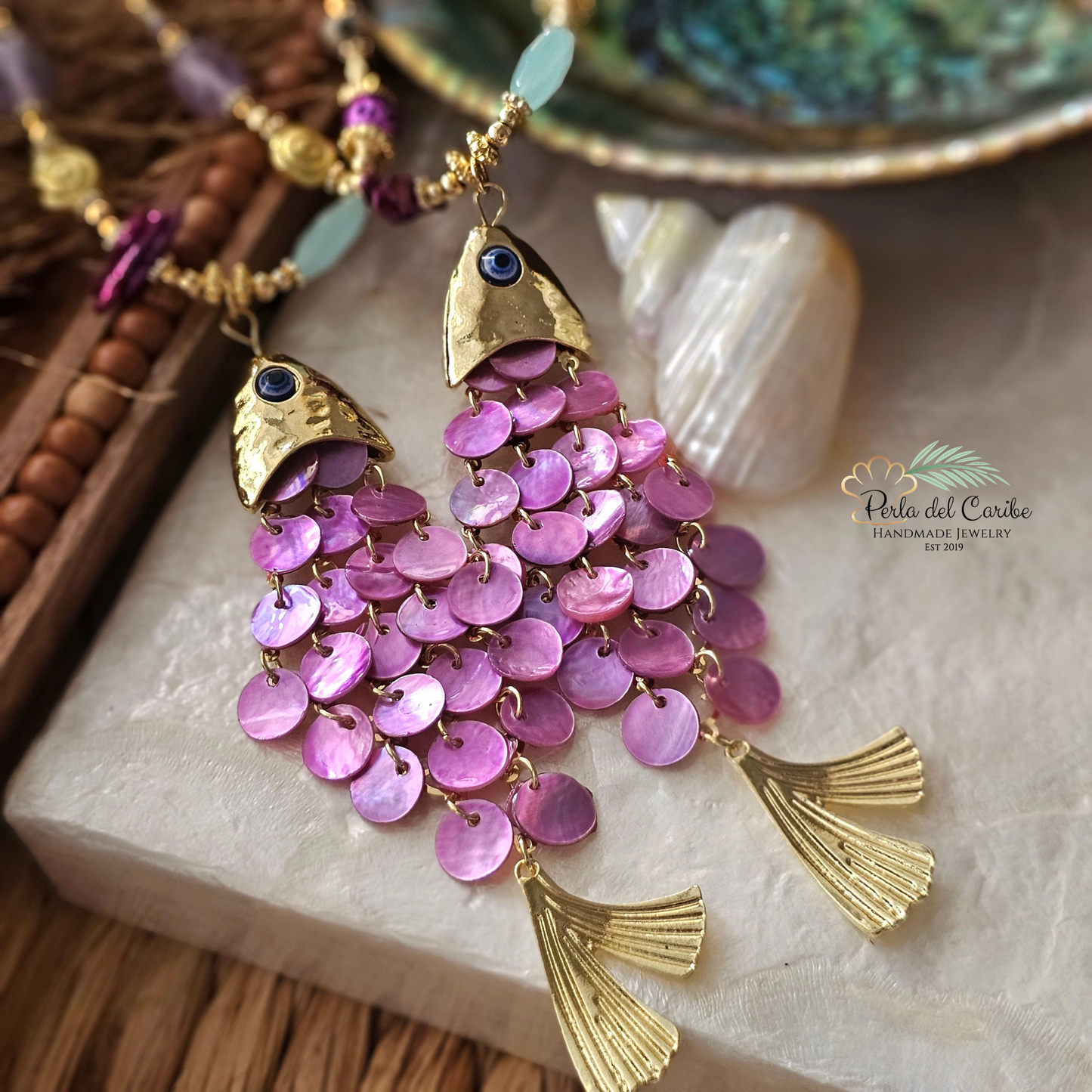 Plum Fish Statement Necklace