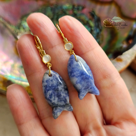 Gemstone Fish Earrings