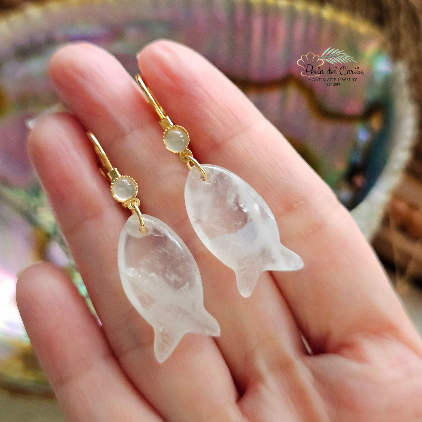 Gemstone Fish Earrings