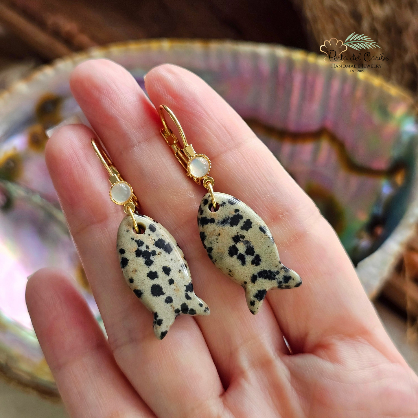 Gemstone Fish Earrings