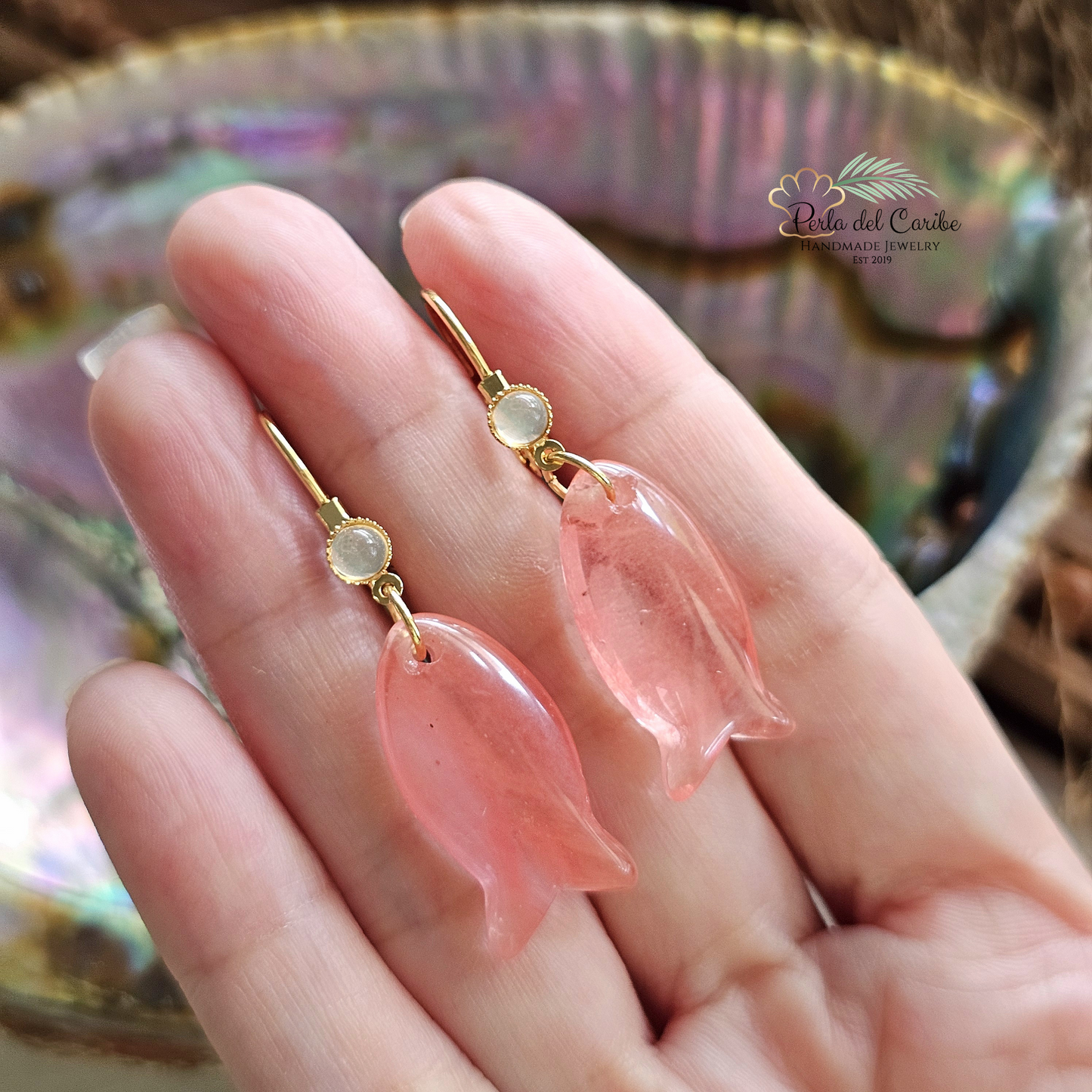 Gemstone Fish Earrings