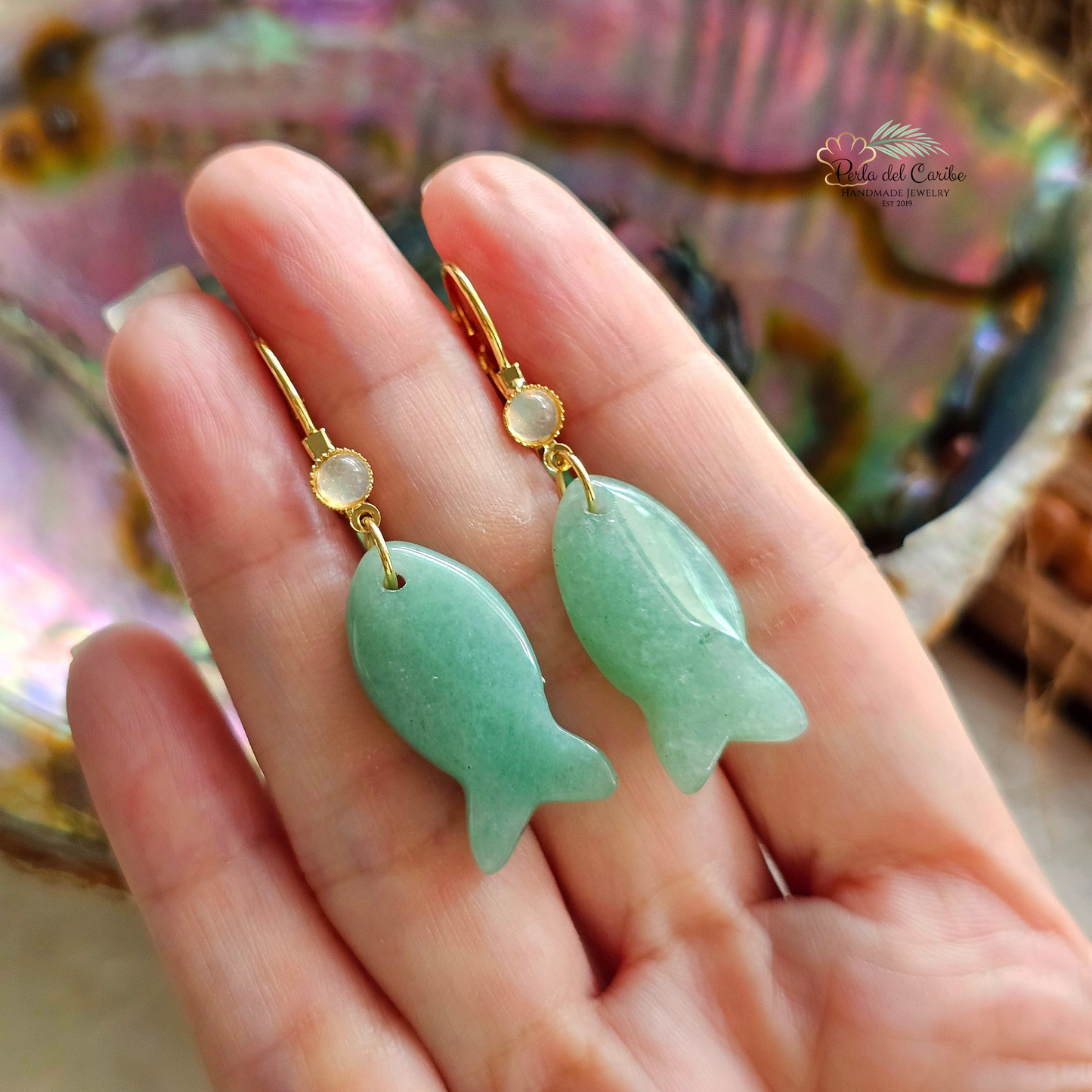 Gemstone Fish Earrings