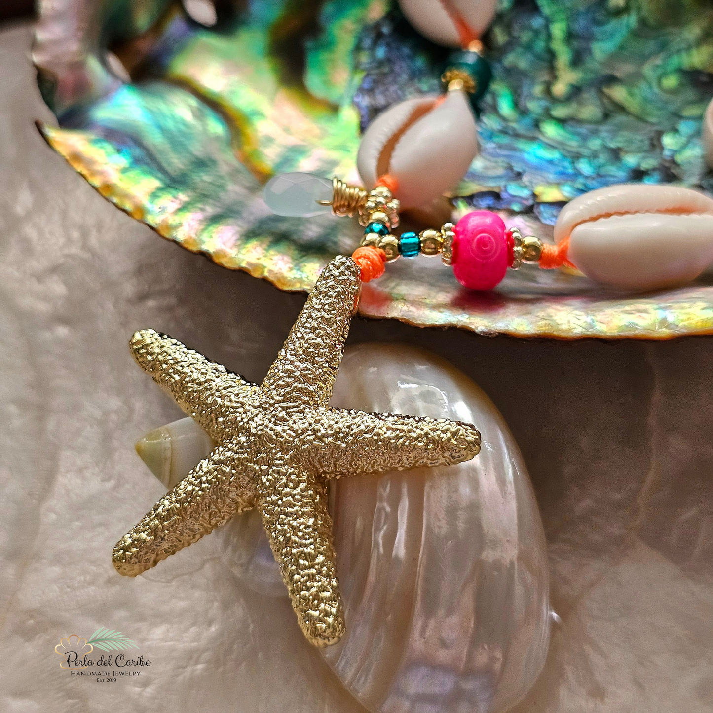 Starfish Cowrie Cord Necklace