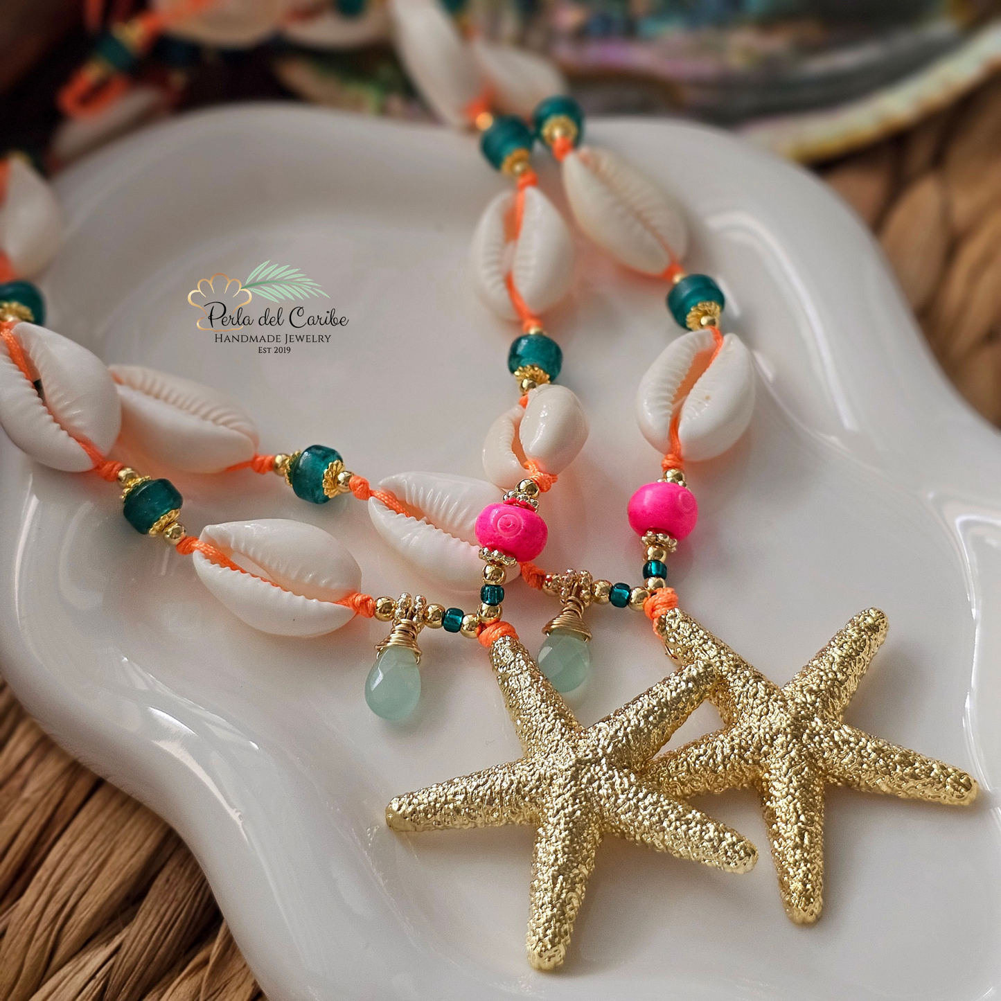Starfish Cowrie Cord Necklace