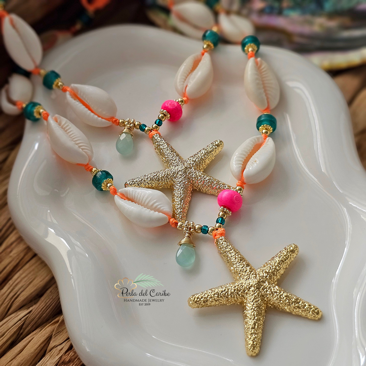 Starfish Cowrie Cord Necklace