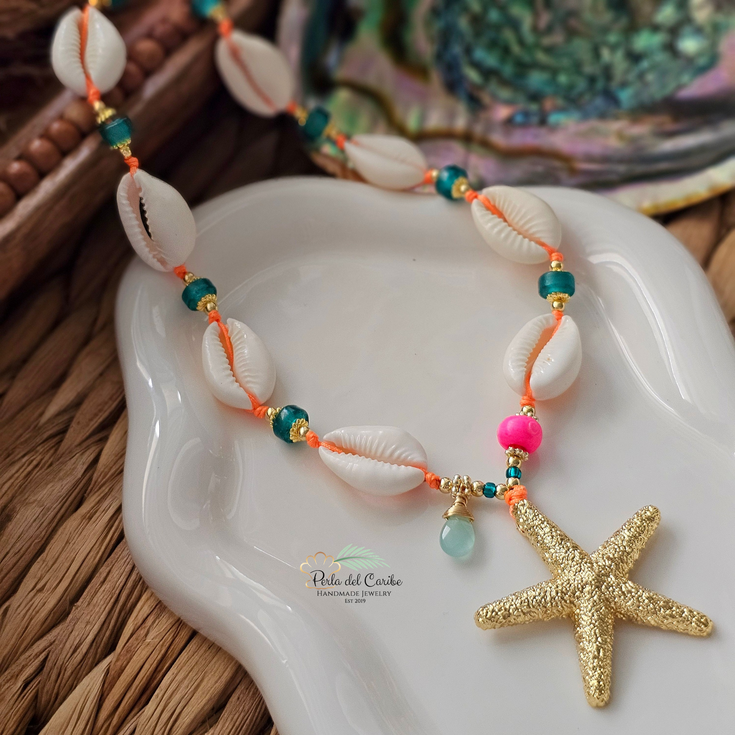 Starfish Cowrie Cord Necklace