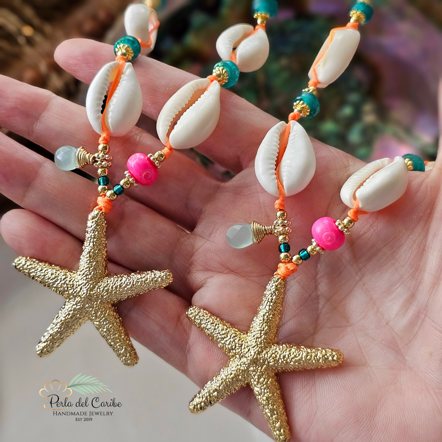 Starfish Cowrie Cord Necklace