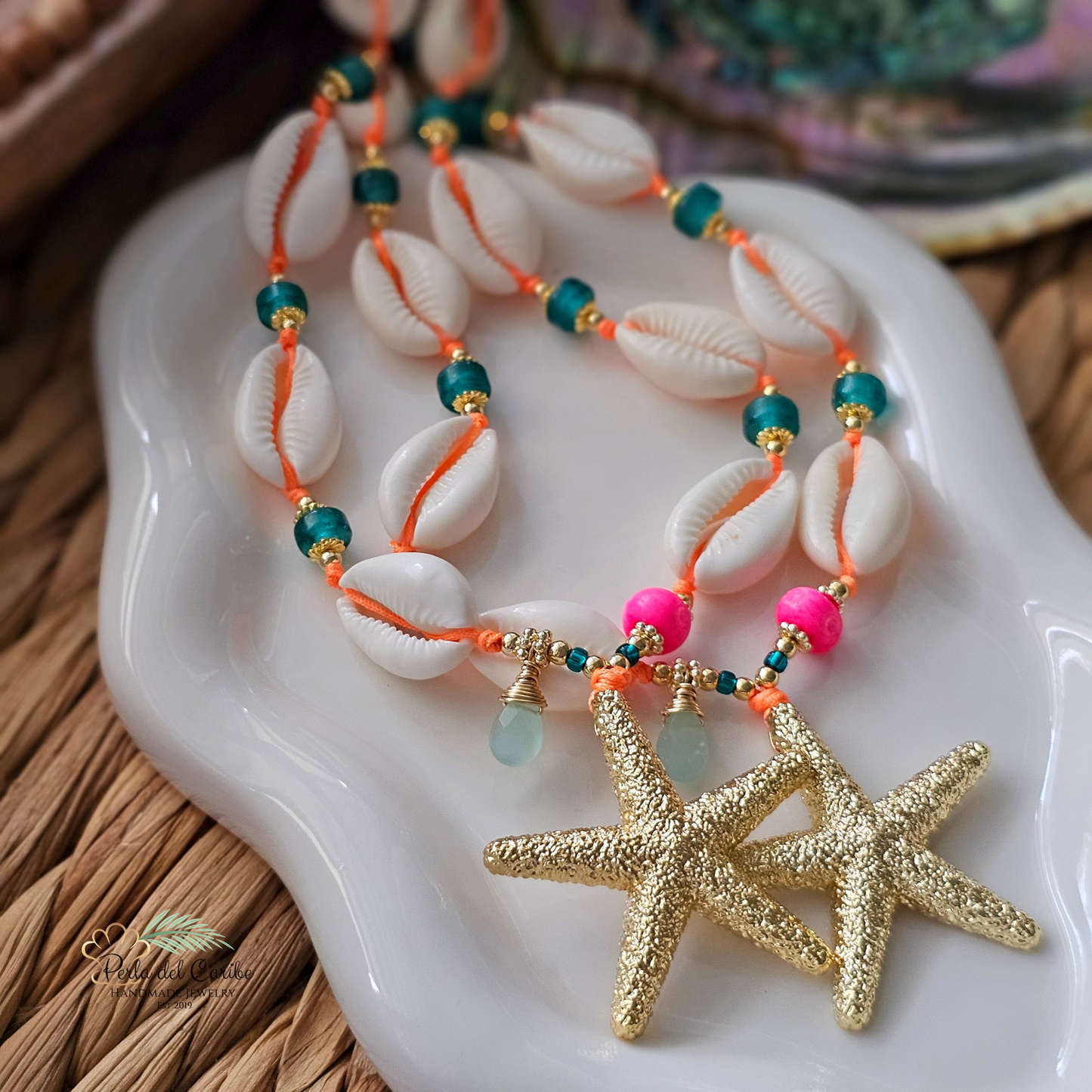 Starfish Cowrie Cord Necklace