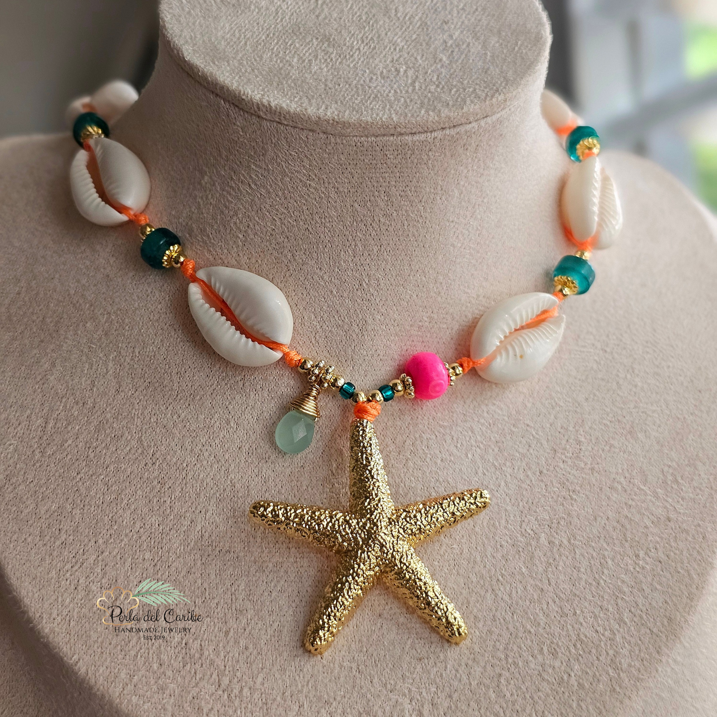 Starfish Cowrie Cord Necklace