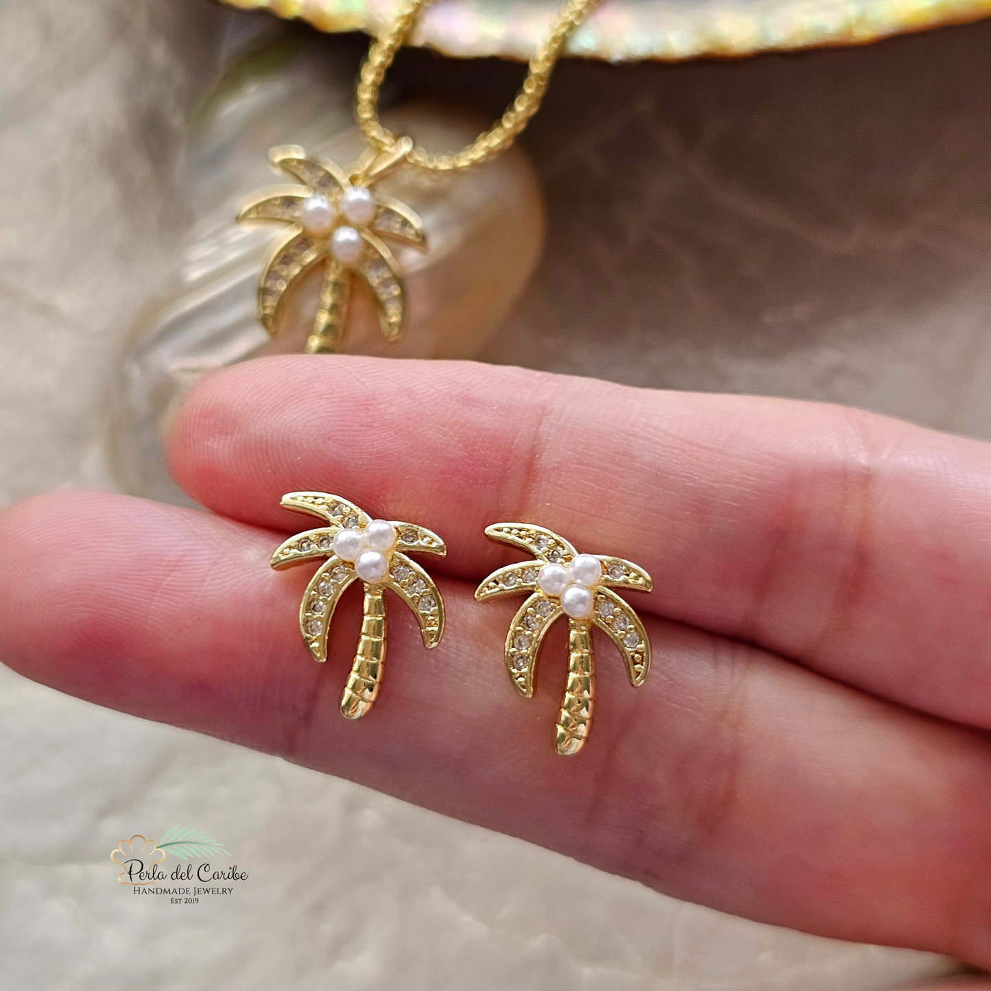 Palm Tree Studs / Chain