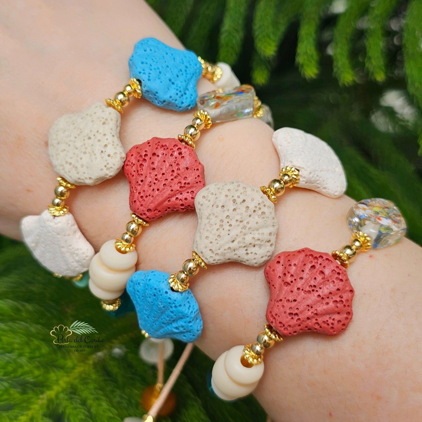 Lava Stone Shell Bracelet