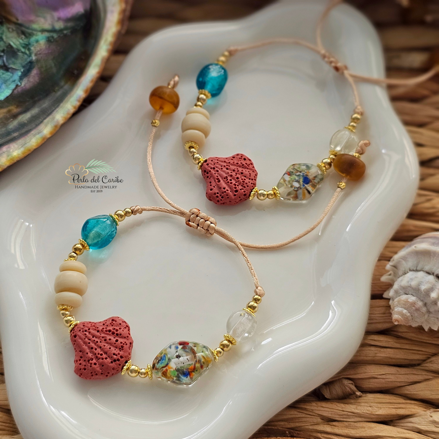 Lava Stone Shell Bracelet