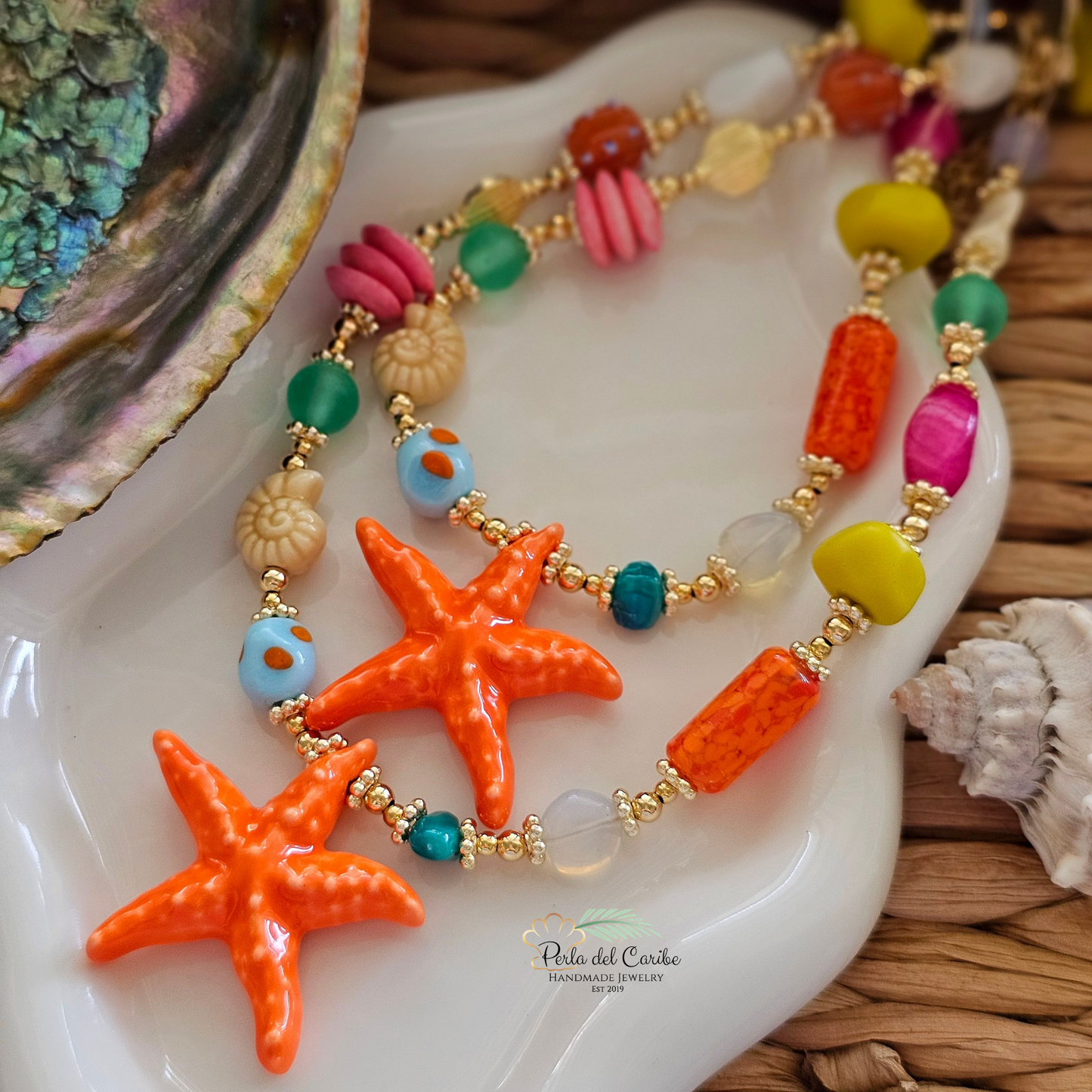 Orange Starfish Necklace