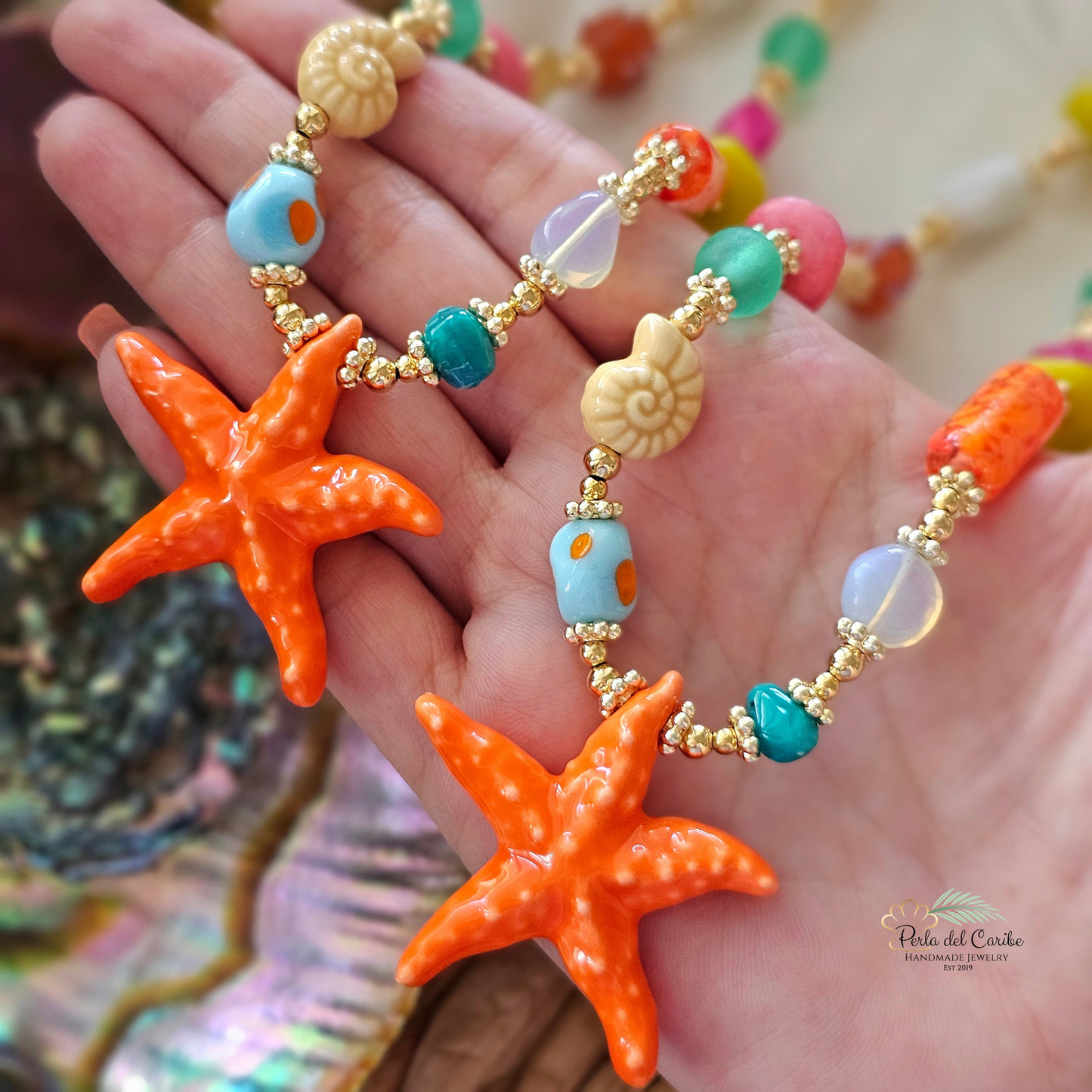 Orange Starfish Necklace