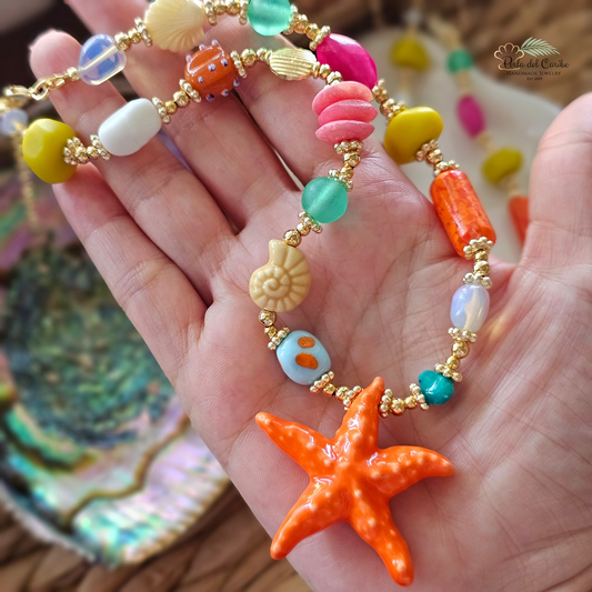 Orange Starfish Necklace