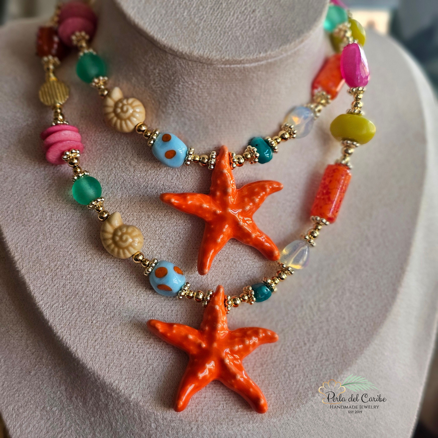 Orange Starfish Necklace