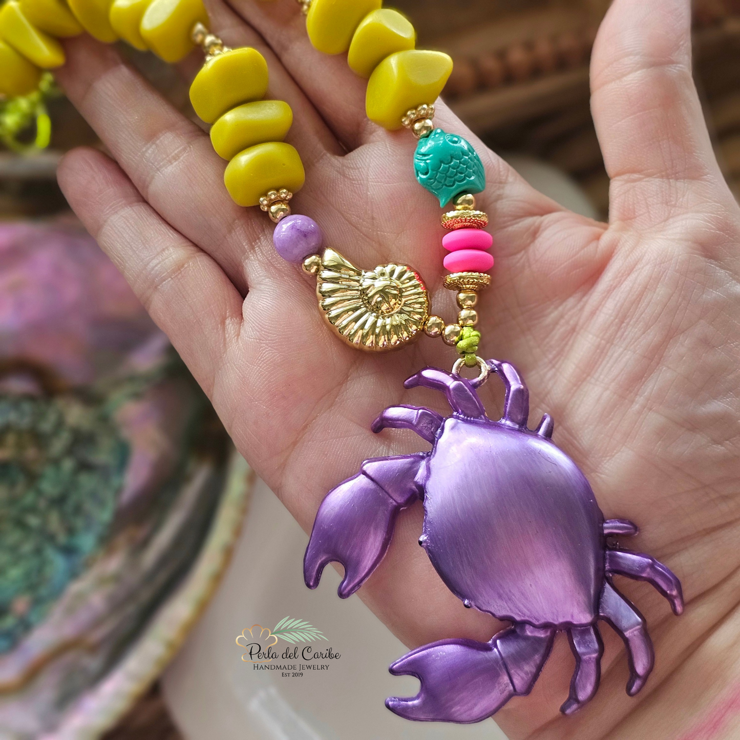 Purple Crab Cord Necklace