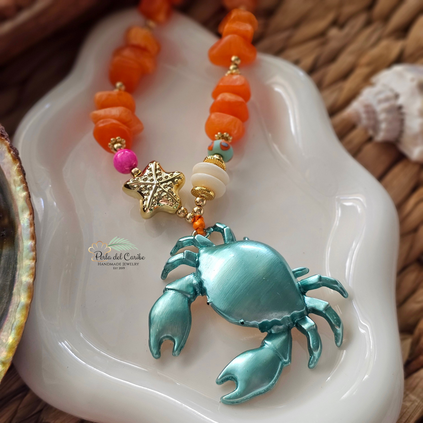 Turquoise Crab Cord Necklace
