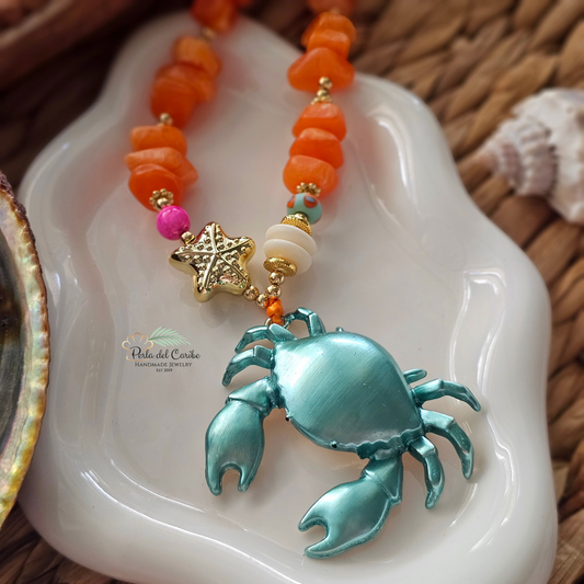Turquoise Crab Cord Necklace