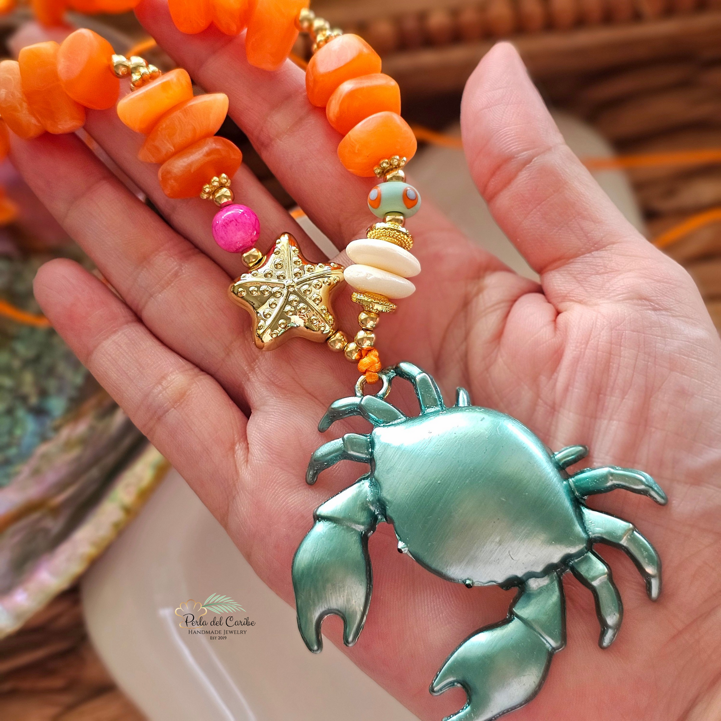 Turquoise Crab Cord Necklace