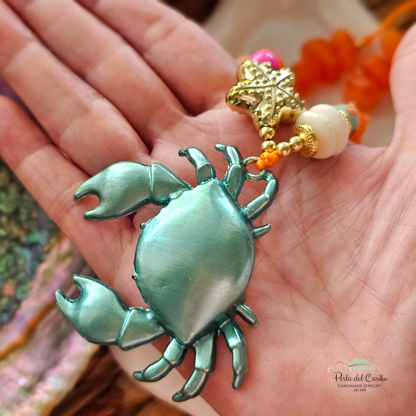 Turquoise Crab Cord Necklace