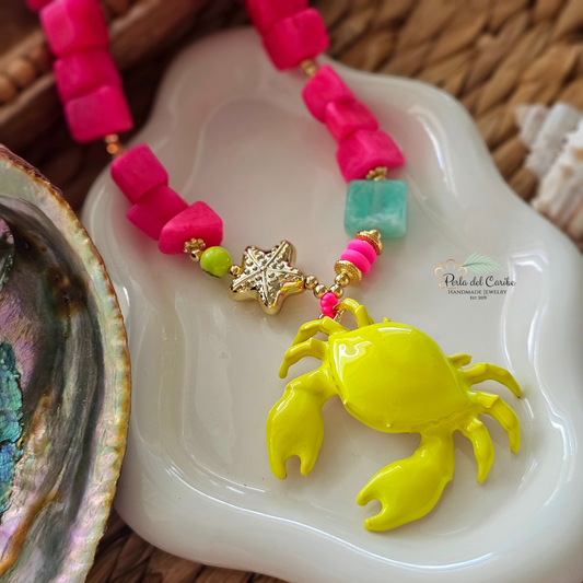 Neon Crab Cord Necklace