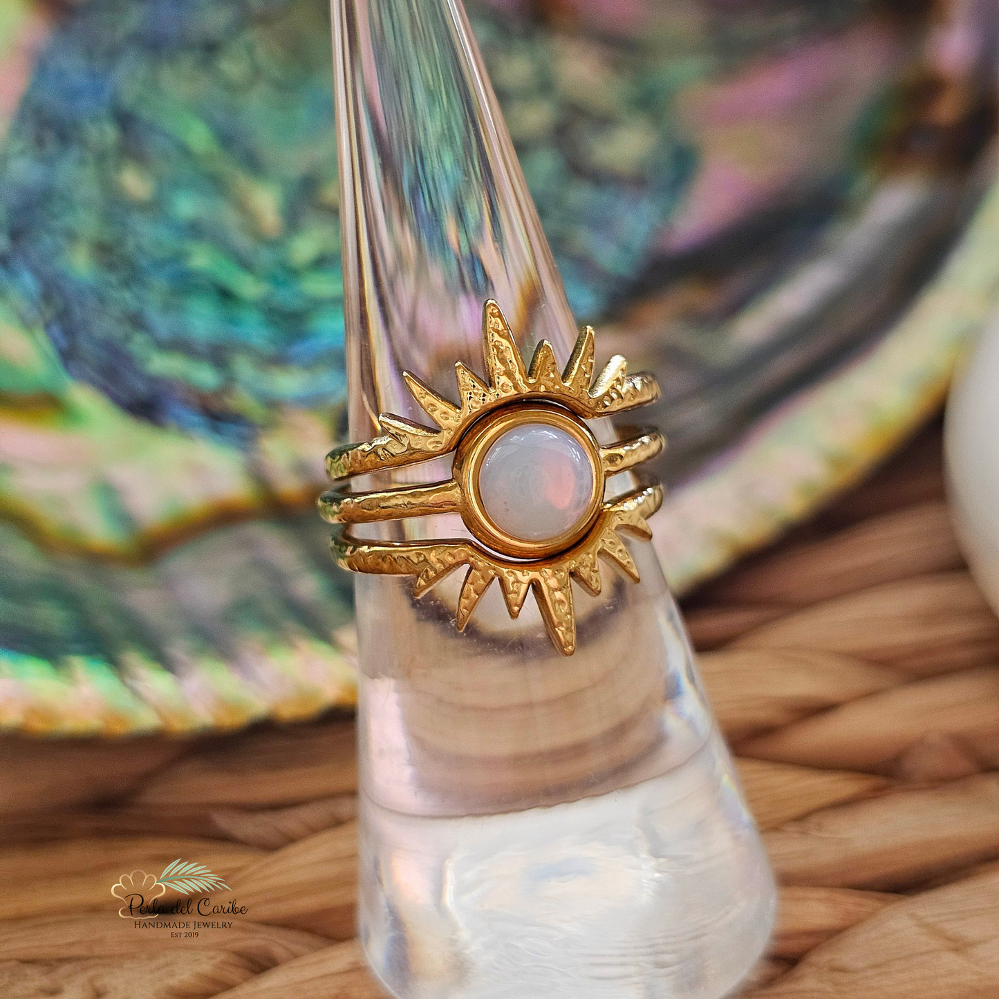 Opal Sun Stackable Ring