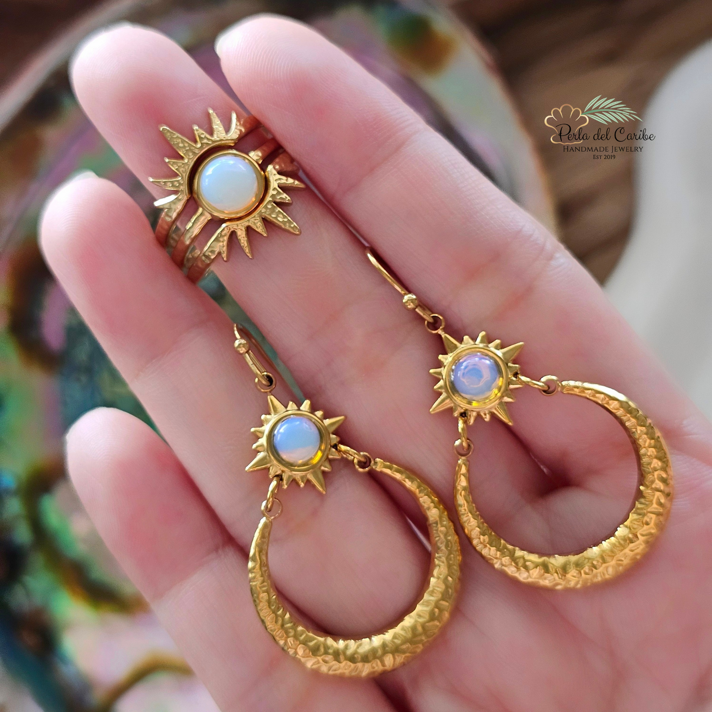 Opal Sun Stackable Ring