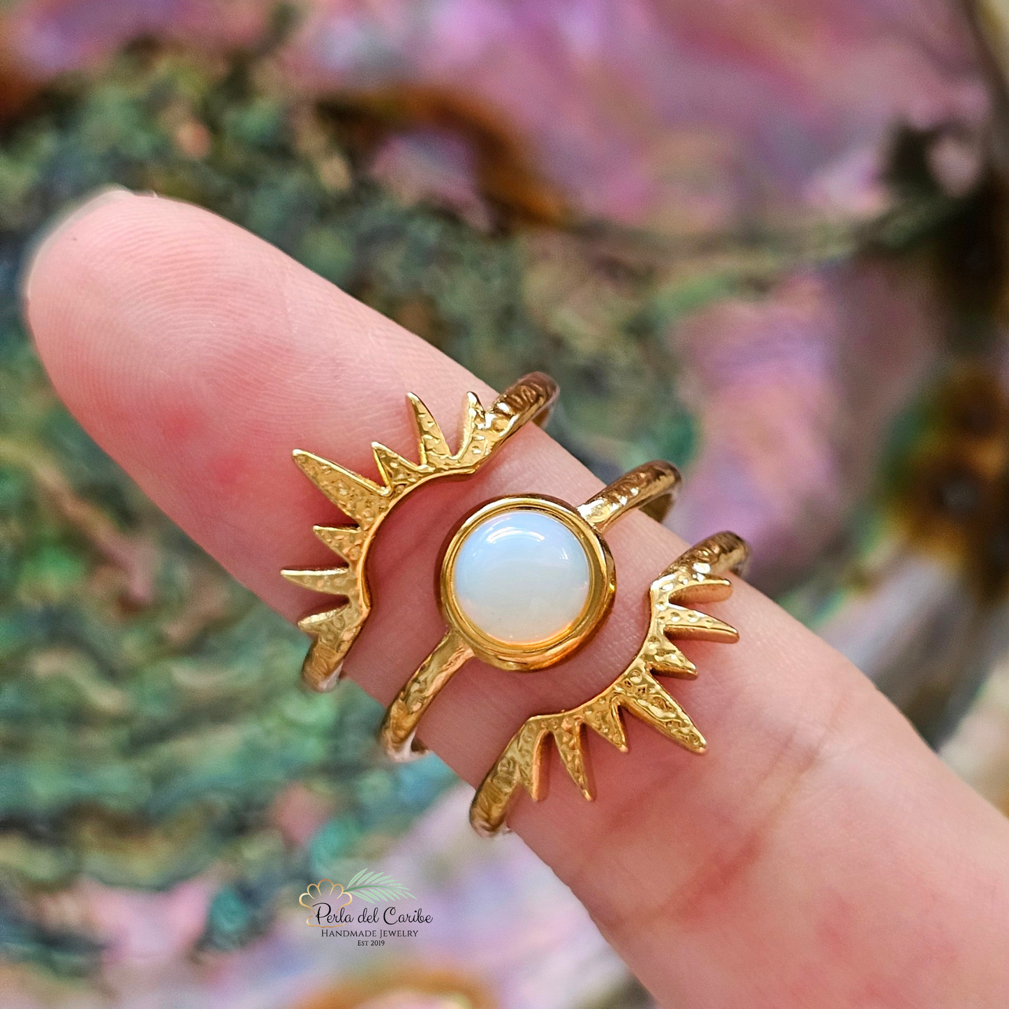 Opal Sun Stackable Ring
