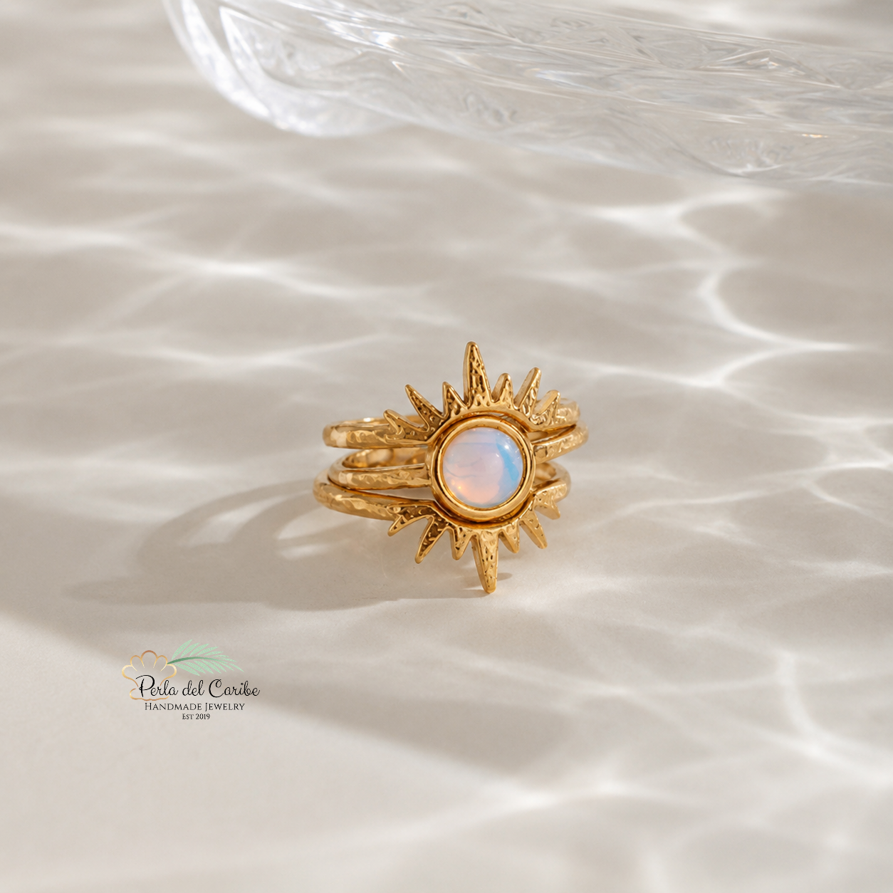 Opal Sun Stackable Ring
