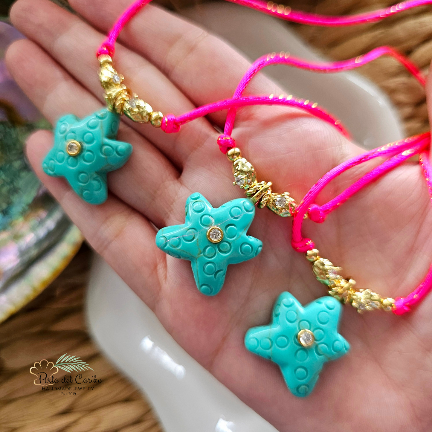 Turquoise Starfish Cord Necklace