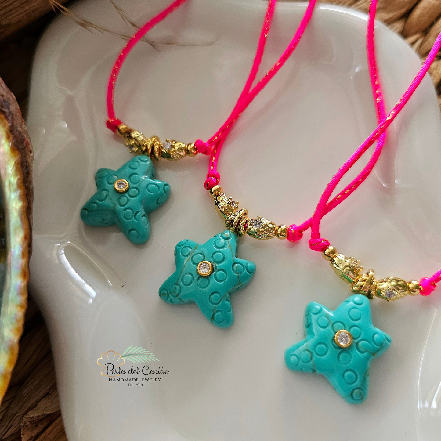 Turquoise Starfish Cord Necklace