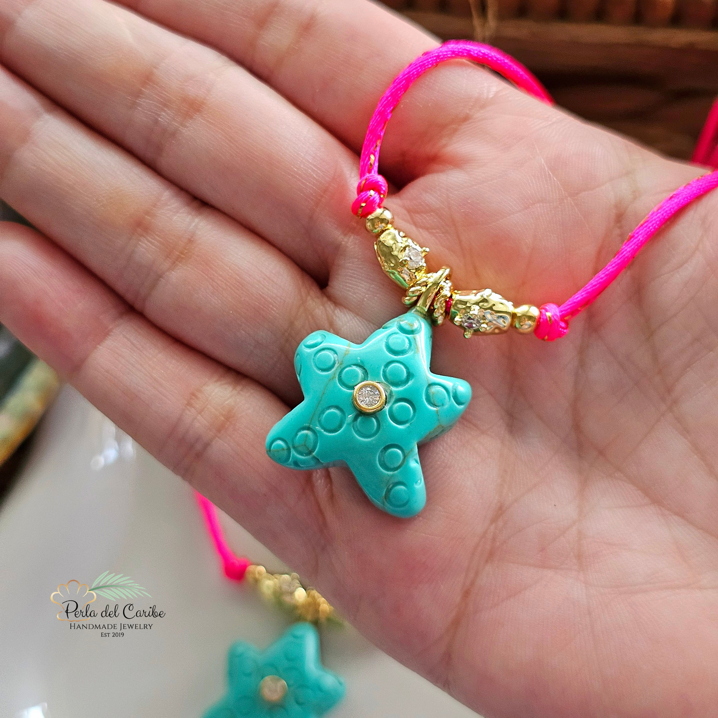 Turquoise Starfish Cord Necklace