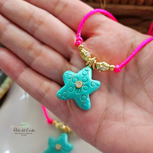Turquoise Starfish Cord Necklace
