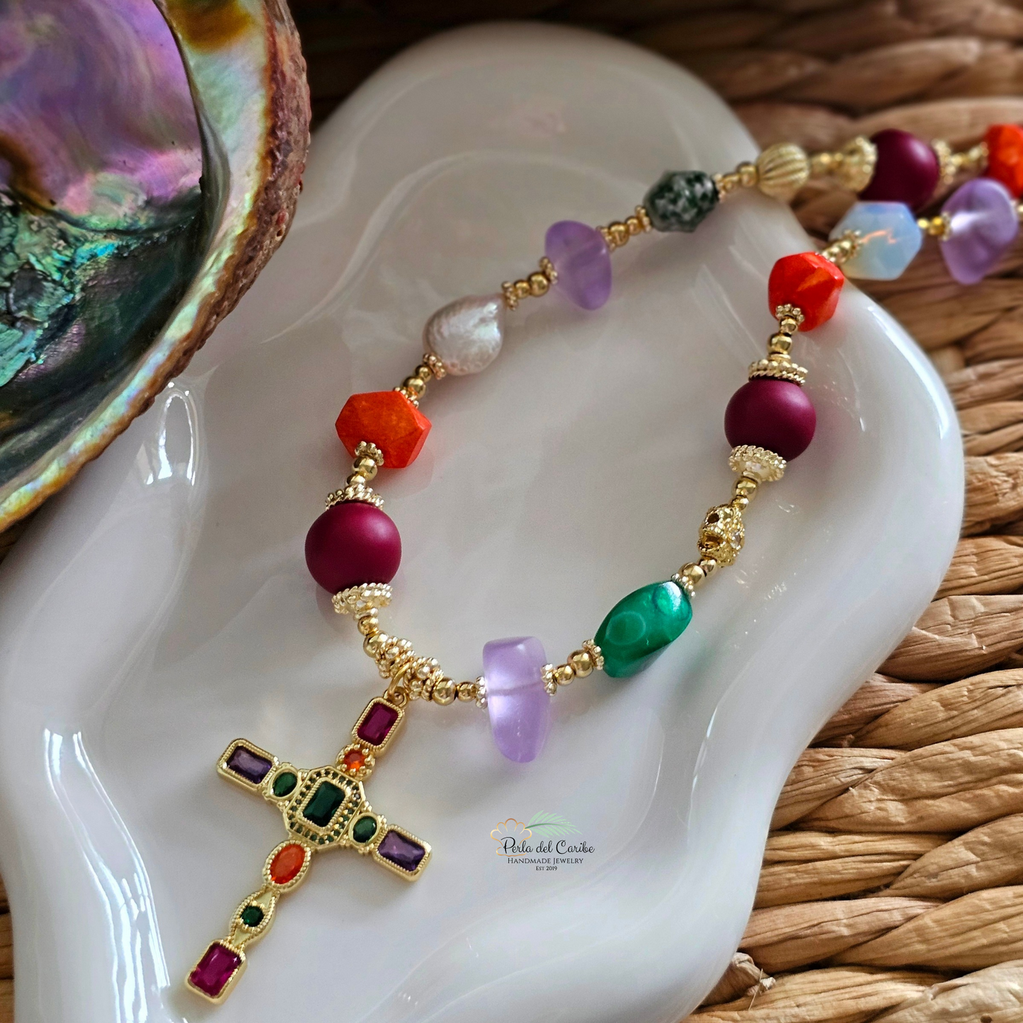 Multi-Color Cross Necklace