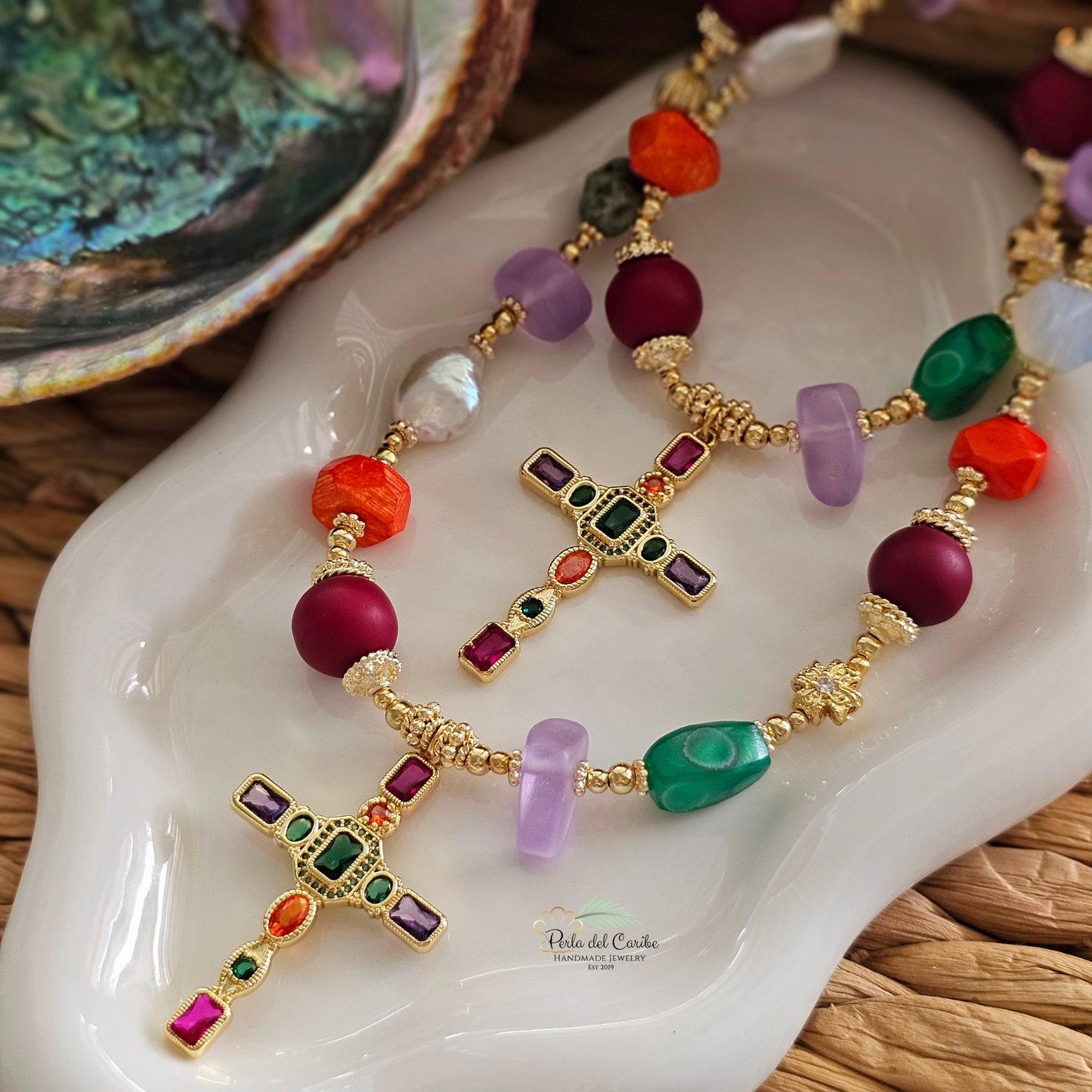 Multi-Color Cross Necklace