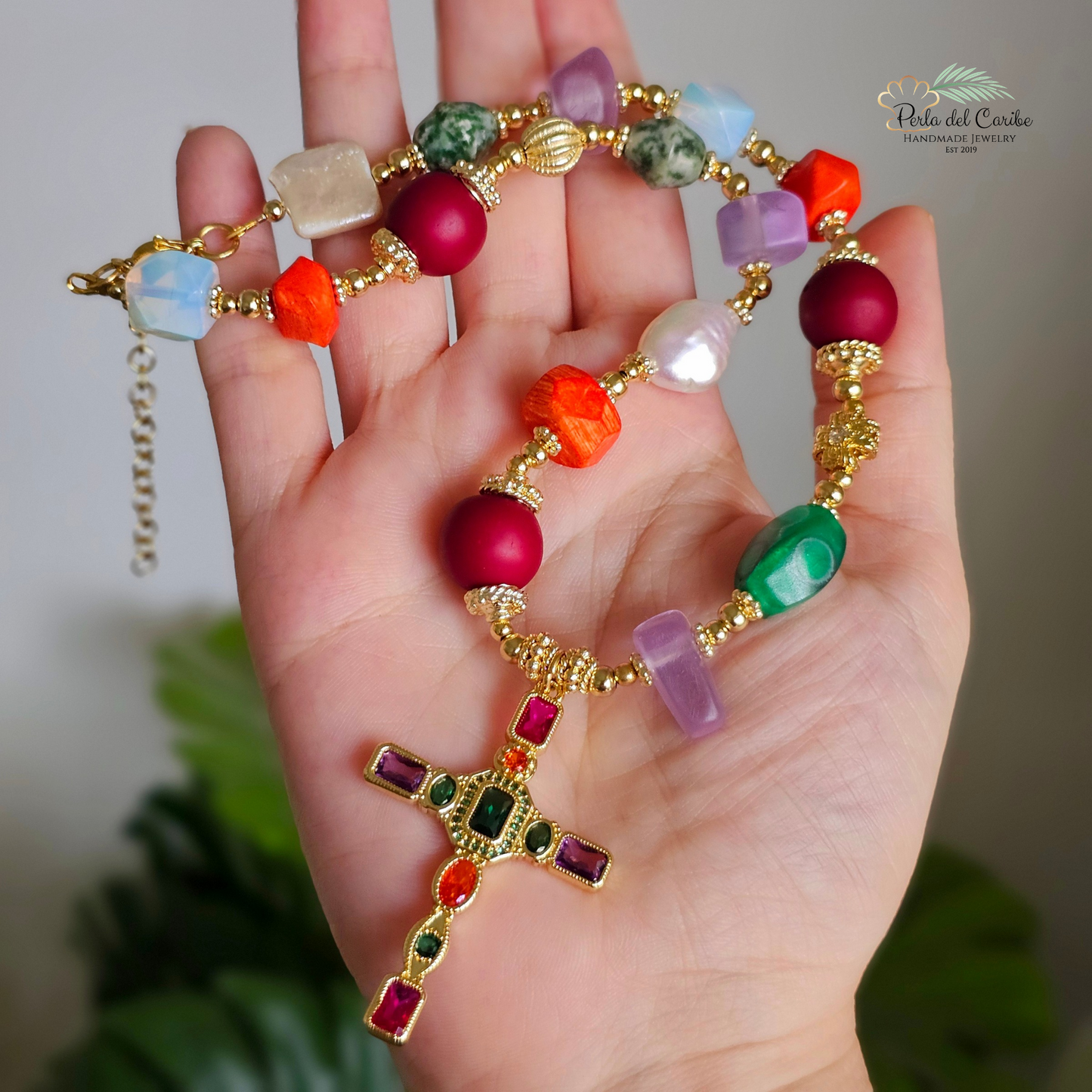 Multi-Color Cross Necklace