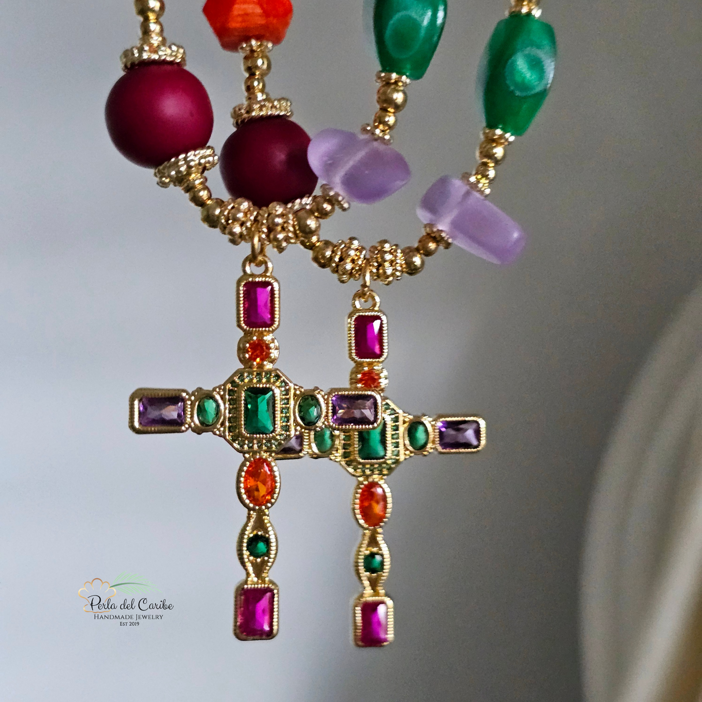 Multi-Color Cross Necklace