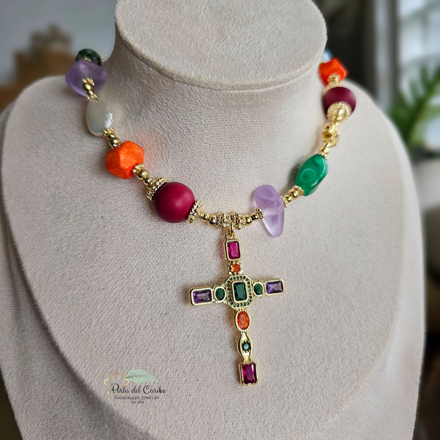 Multi-Color Cross Necklace
