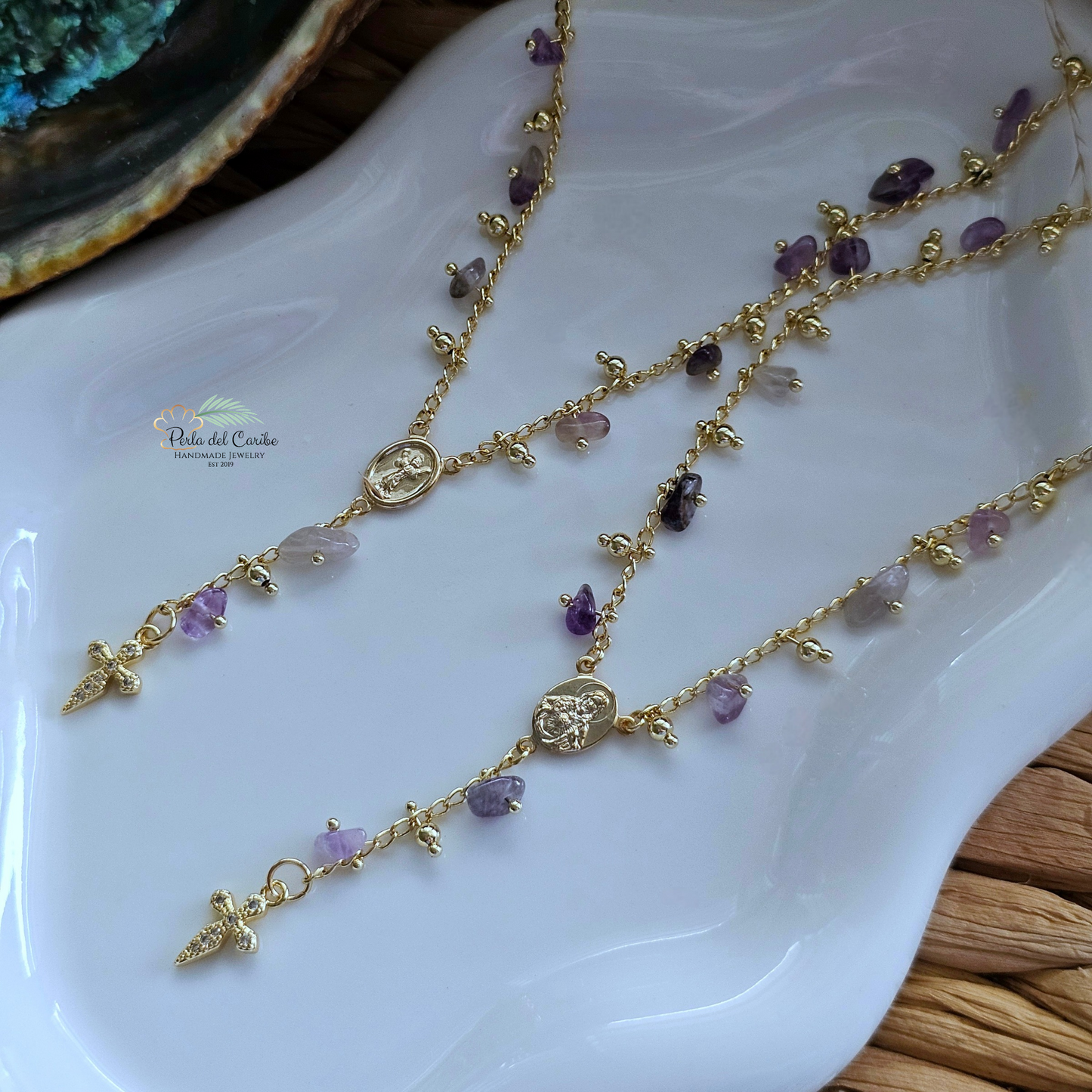 Divino Niño/ Sagrado Corazón Amethyst Chain