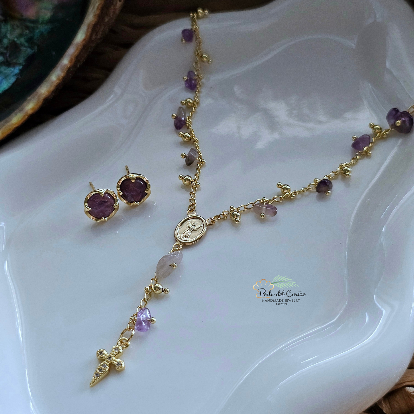 Divino Niño/ Sagrado Corazón Amethyst Chain