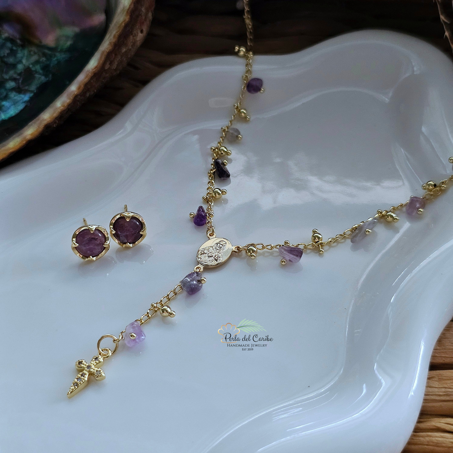 Divino Niño/ Sagrado Corazón Amethyst Chain