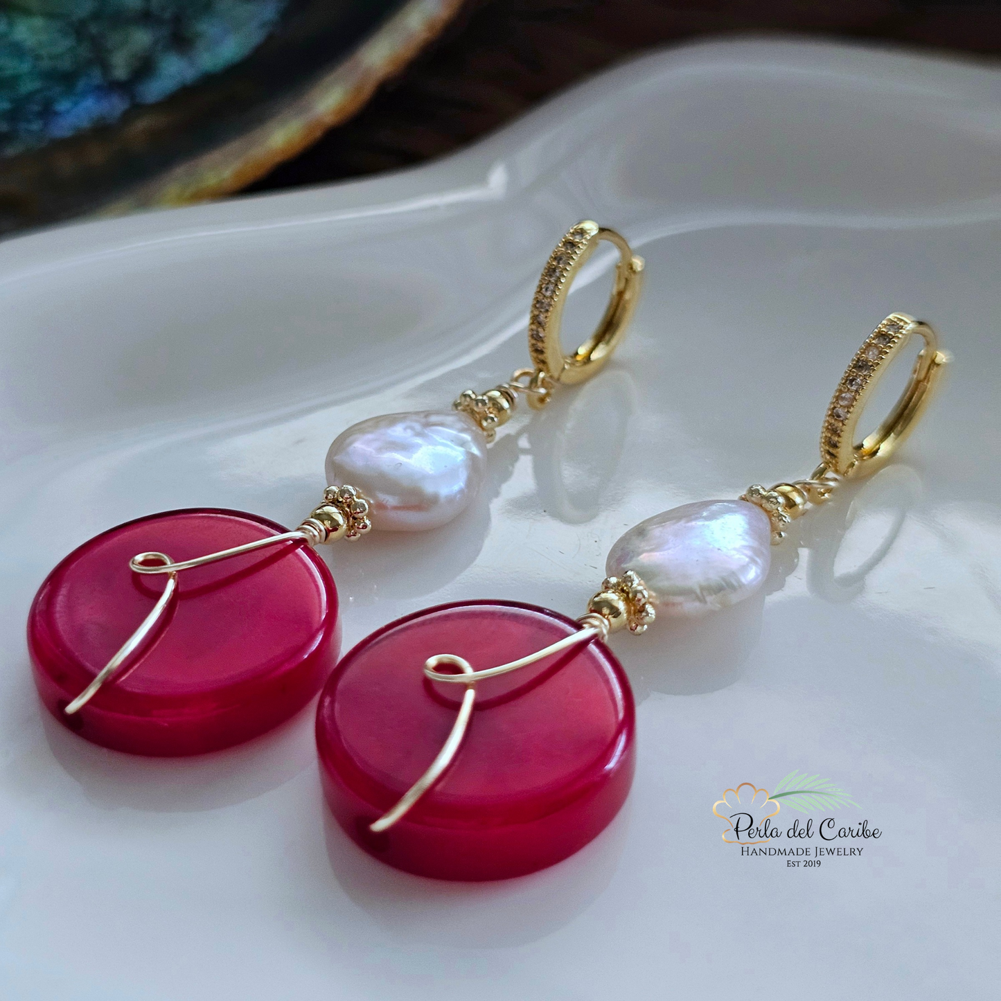 Burgundy Pearl Earrings