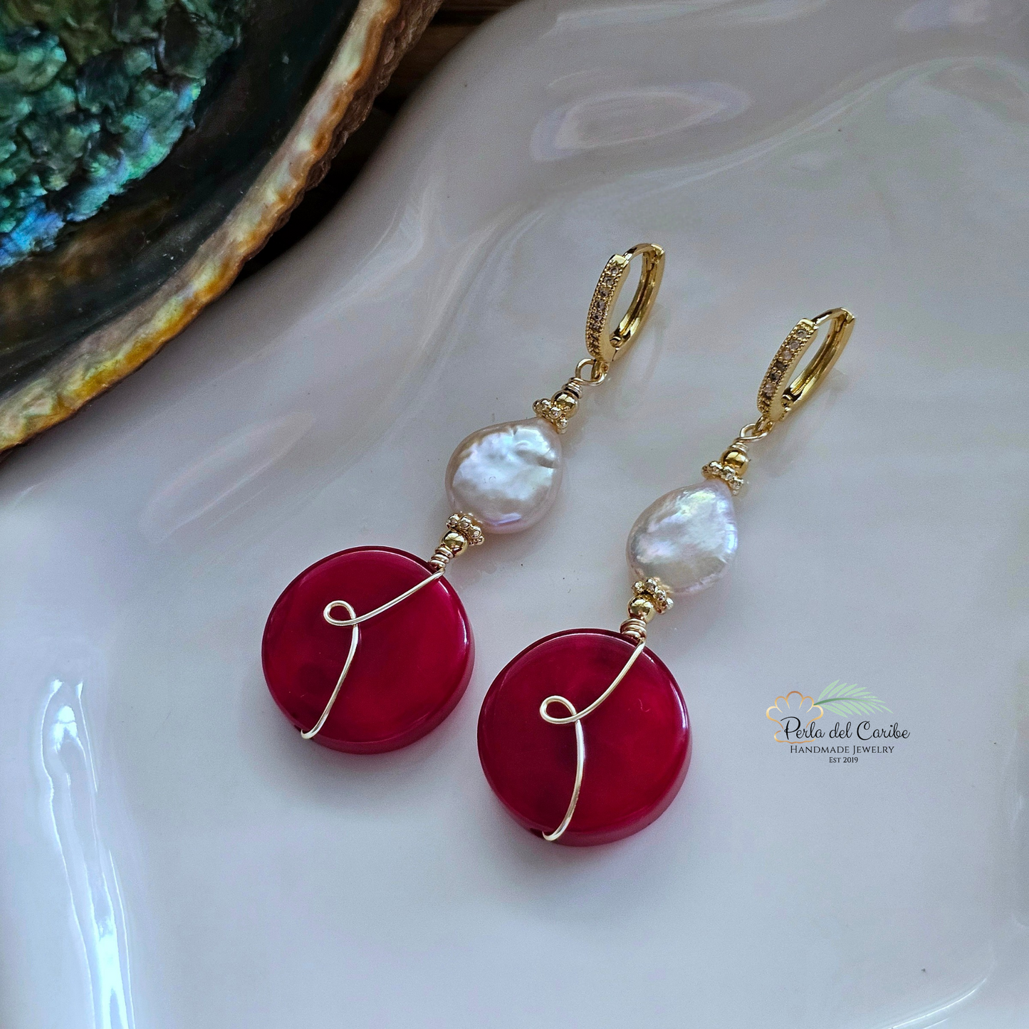 Burgundy Pearl Earrings