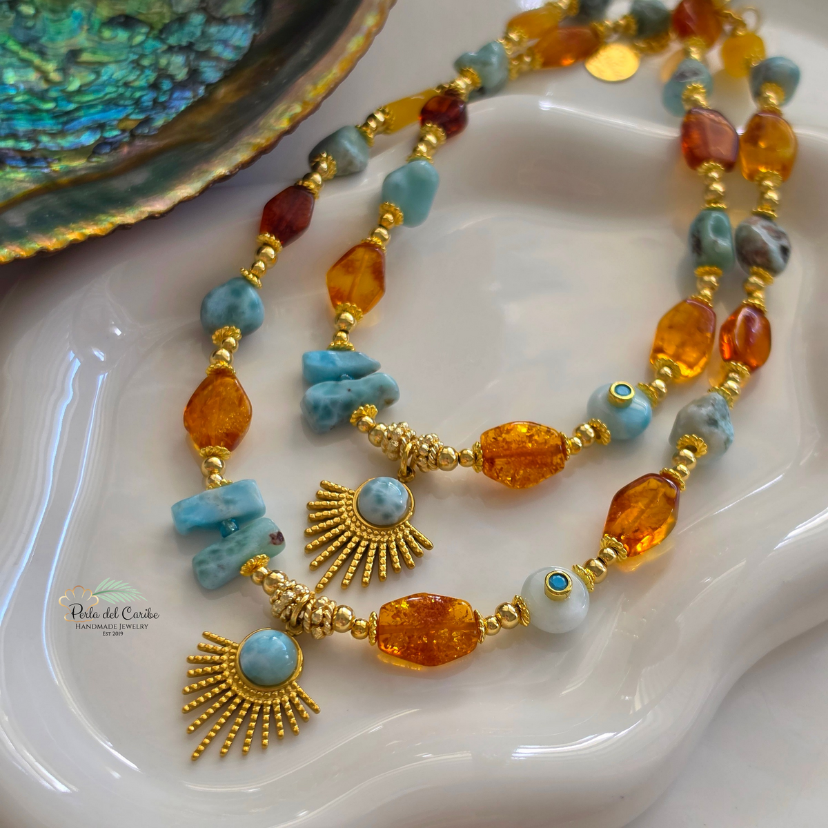 Larimar & Amber Necklace