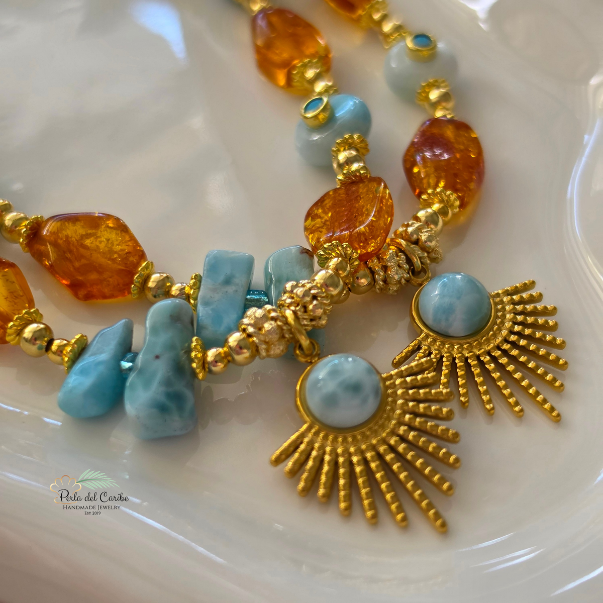 Larimar & Amber Necklace