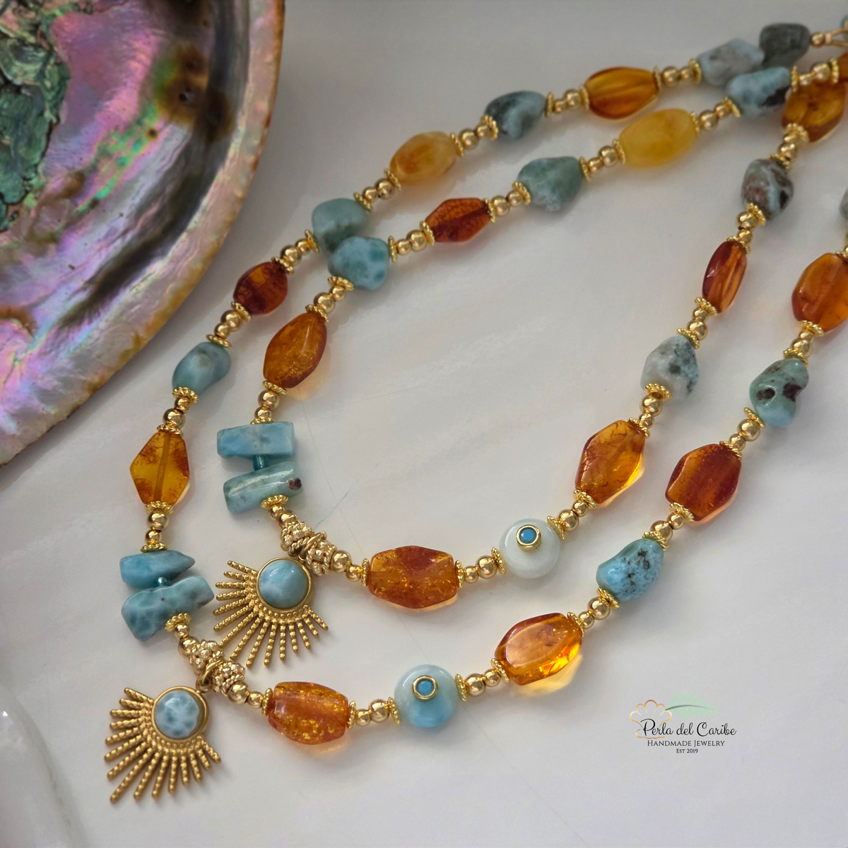 Larimar & Amber Necklace