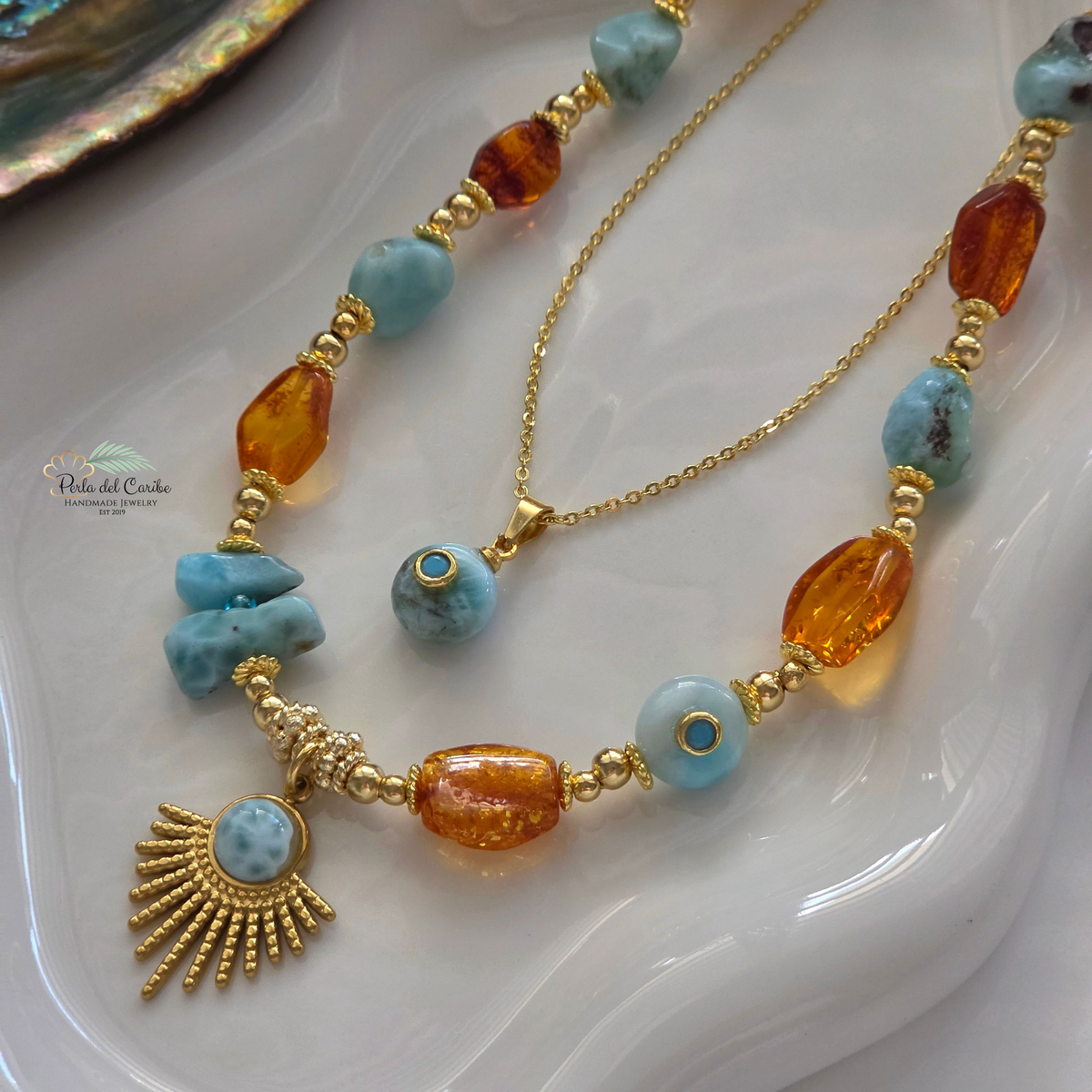 Larimar & Amber Necklace
